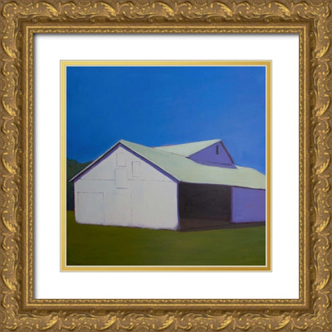 Lonely Barn  Gold Ornate Wood Framed Art Print with Double Matting by Young, Carol