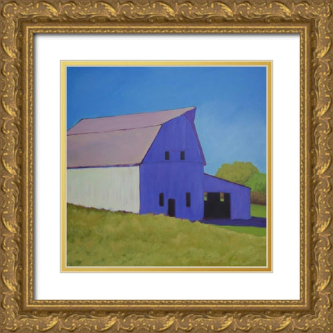 Over the Hill Gold Ornate Wood Framed Art Print with Double Matting by Young, Carol