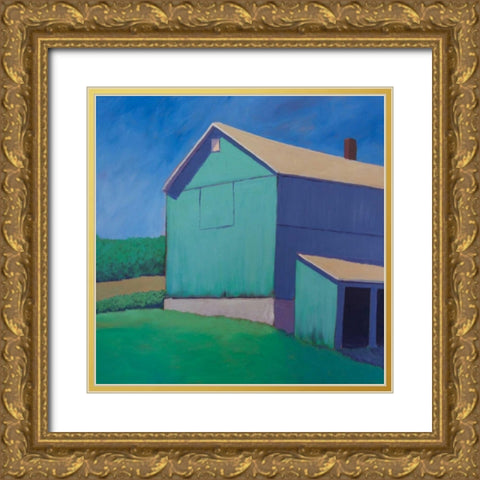 Rustic Teal Gold Ornate Wood Framed Art Print with Double Matting by Young, Carol