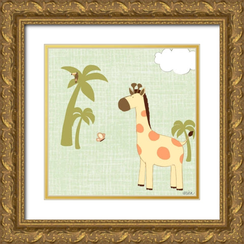 Baby Jungle I Gold Ornate Wood Framed Art Print with Double Matting by Vess, June Erica