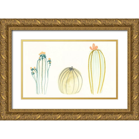 Funky Succulents IV Gold Ornate Wood Framed Art Print with Double Matting by Vess, June Erica