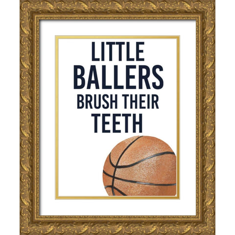 Little Ballers I Gold Ornate Wood Framed Art Print with Double Matting by Studio W