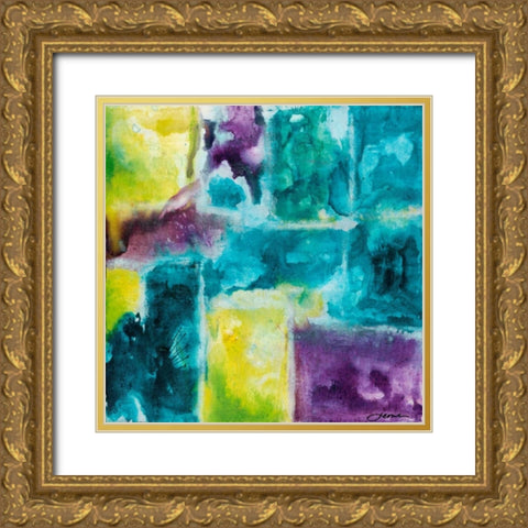Color Block I Gold Ornate Wood Framed Art Print with Double Matting by Combs, Joyce