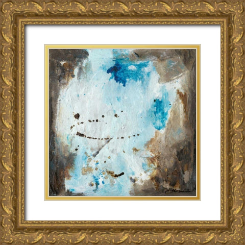 Blue Cliffs I Gold Ornate Wood Framed Art Print with Double Matting by Combs, Joyce