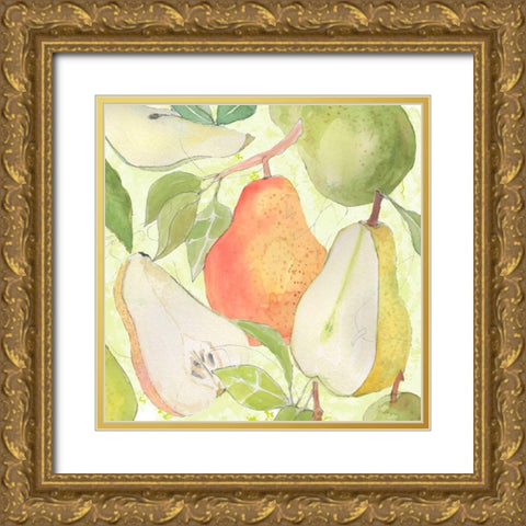 Pear Medley I Gold Ornate Wood Framed Art Print with Double Matting by Mark, Leslie