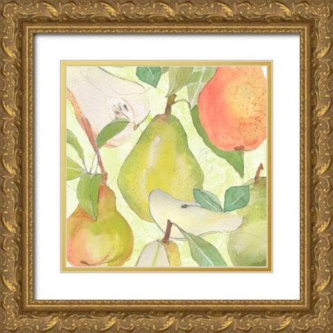 Pear Medley II Gold Ornate Wood Framed Art Print with Double Matting by Mark, Leslie
