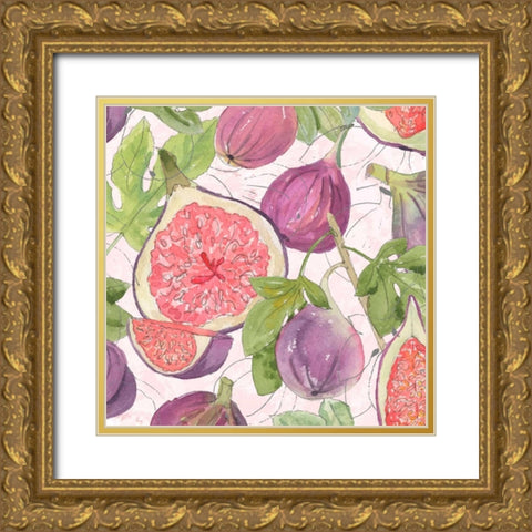 Fig Medley II Gold Ornate Wood Framed Art Print with Double Matting by Mark, Leslie