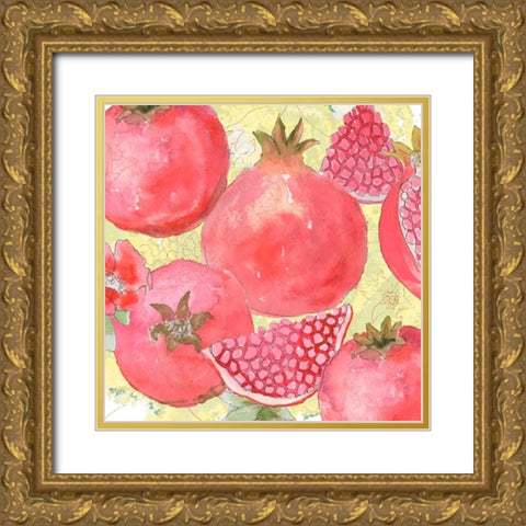 Pomegranate Medley I Gold Ornate Wood Framed Art Print with Double Matting by Mark, Leslie