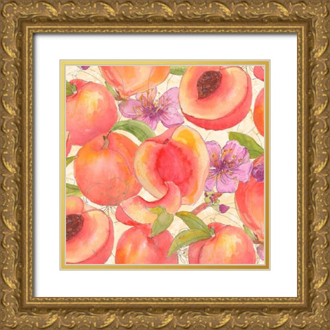 Peach Medley II Gold Ornate Wood Framed Art Print with Double Matting by Mark, Leslie