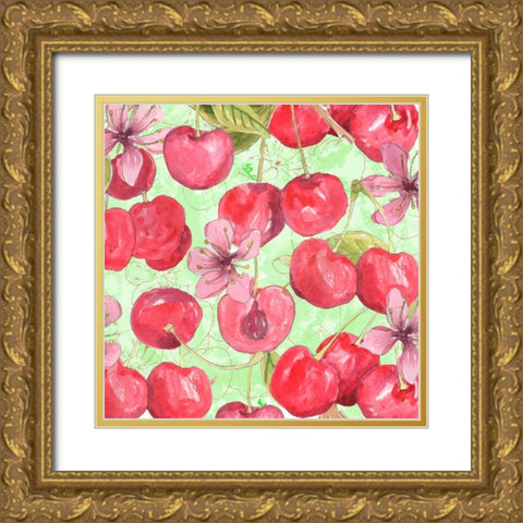Cherry Medley II Gold Ornate Wood Framed Art Print with Double Matting by Mark, Leslie