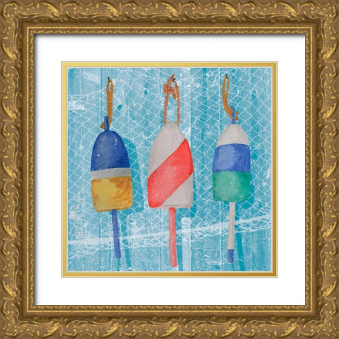Lobster Buoys I Gold Ornate Wood Framed Art Print with Double Matting by Mark, Leslie
