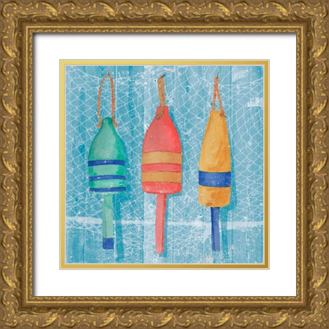 Lobster Buoys II Gold Ornate Wood Framed Art Print with Double Matting by Mark, Leslie