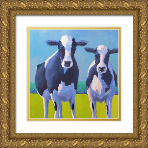 Cow Pals II Gold Ornate Wood Framed Art Print with Double Matting by Young, Carol
