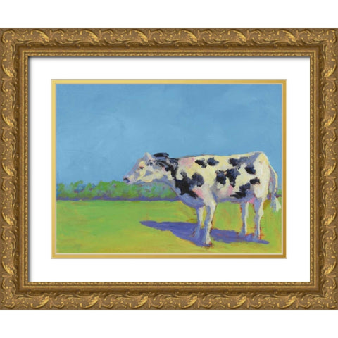 Cow Pals III Gold Ornate Wood Framed Art Print with Double Matting by Young, Carol