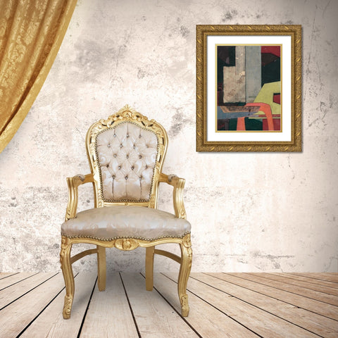Mid-Century Collage II Gold Ornate Wood Framed Art Print with Double Matting by Delamater, Rob