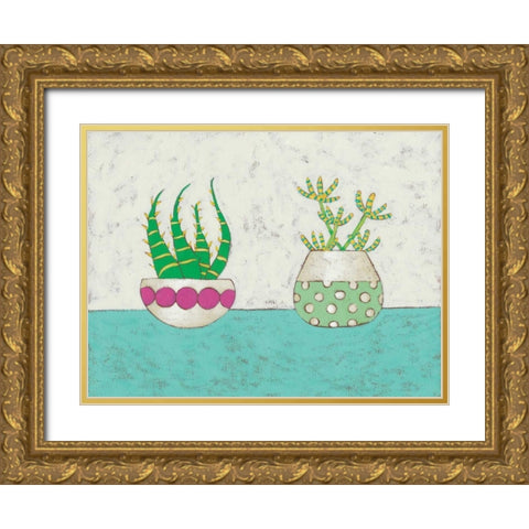 Succulent Duo I Gold Ornate Wood Framed Art Print with Double Matting by Zarris, Chariklia