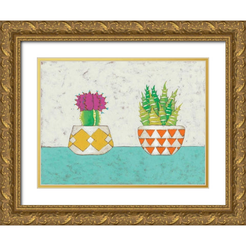 Succulent Duo II Gold Ornate Wood Framed Art Print with Double Matting by Zarris, Chariklia