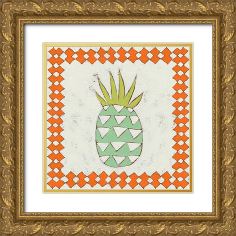 Pineapple Vacation I Gold Ornate Wood Framed Art Print with Double Matting by Zarris, Chariklia