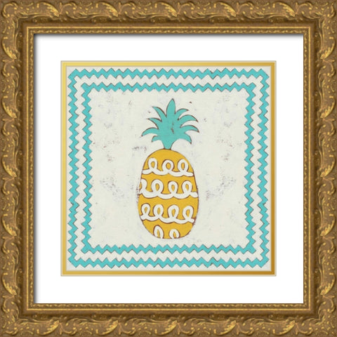 Pineapple Vacation IV Gold Ornate Wood Framed Art Print with Double Matting by Zarris, Chariklia
