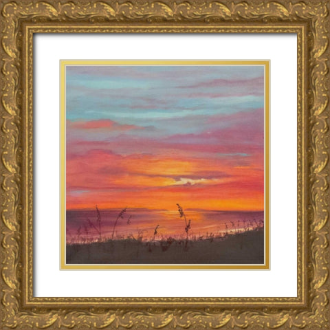 Niihau Aglow Gold Ornate Wood Framed Art Print with Double Matting by Quin, Marabeth