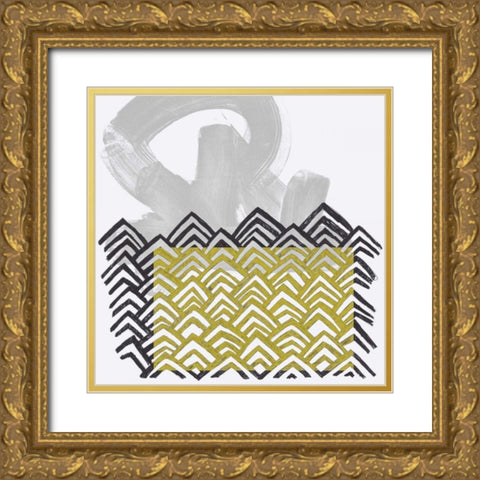 Block Print Abstract II Gold Ornate Wood Framed Art Print with Double Matting by Vess, June Erica