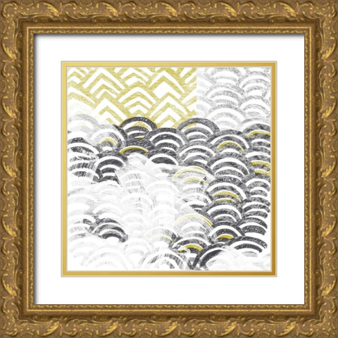 Block Print Abstract III Gold Ornate Wood Framed Art Print with Double Matting by Vess, June Erica