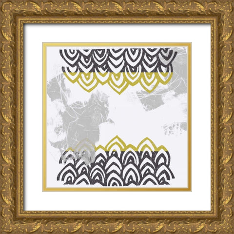 Block Print Abstract V Gold Ornate Wood Framed Art Print with Double Matting by Vess, June Erica