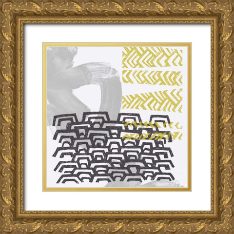 Block Print Abstract VI Gold Ornate Wood Framed Art Print with Double Matting by Vess, June Erica
