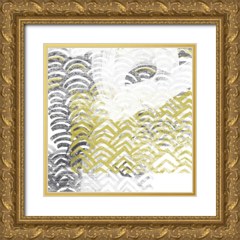 Block Print Abstract VII Gold Ornate Wood Framed Art Print with Double Matting by Vess, June Erica
