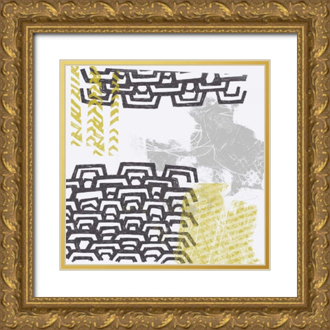 Block Print Abstract VIII Gold Ornate Wood Framed Art Print with Double Matting by Vess, June Erica