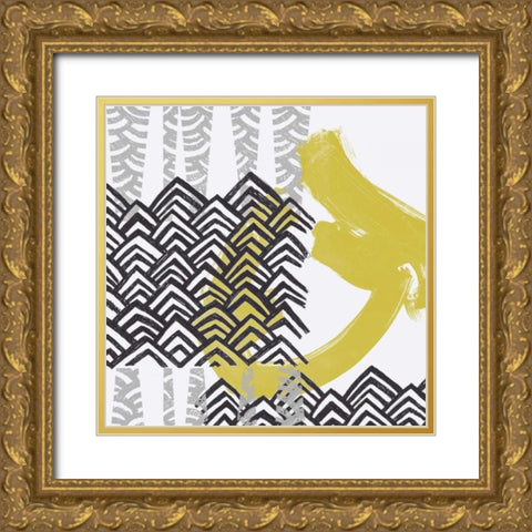 Block Print Abstract IX Gold Ornate Wood Framed Art Print with Double Matting by Vess, June Erica
