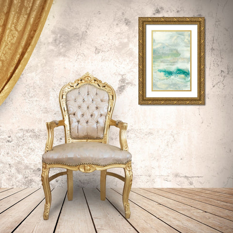 Serene Seafoam I Gold Ornate Wood Framed Art Print with Double Matting by Goldberger, Jennifer