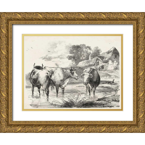 Rural Charms I Gold Ornate Wood Framed Art Print with Double Matting by Unknown