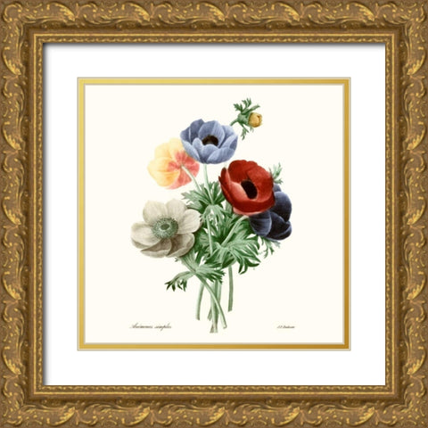 Blushing Bouquet I Gold Ornate Wood Framed Art Print with Double Matting by Redoute, Pierre