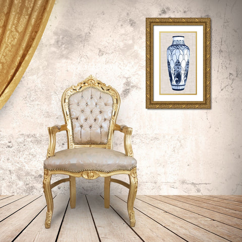 Blue And White Vase I Gold Ornate Wood Framed Art Print with Double Matting by Unknown