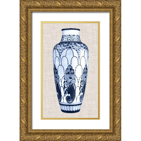 Blue And White Vase I Gold Ornate Wood Framed Art Print with Double Matting by Unknown