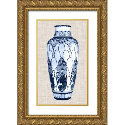 Blue and White Vase I Gold Ornate Wood Framed Art Print with Double Matting by Unknown