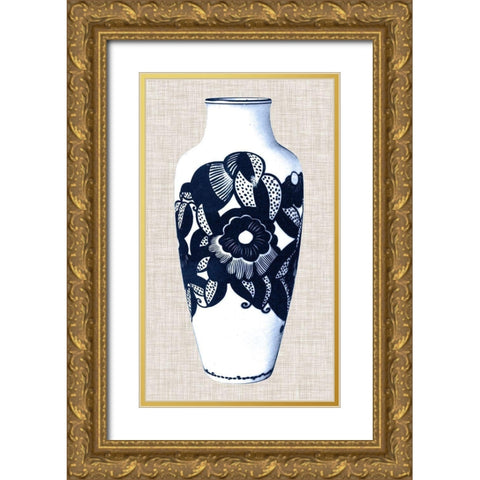 Blue And White Vase III Gold Ornate Wood Framed Art Print with Double Matting by Unknown