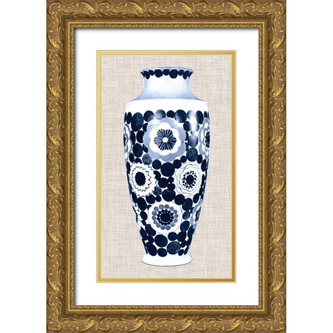 Blue and White Vase V Gold Ornate Wood Framed Art Print with Double Matting by Unknown