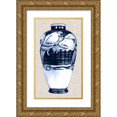 Blue and White Vase VI Gold Ornate Wood Framed Art Print with Double Matting by Unknown