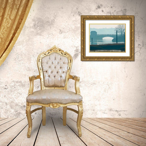 Scene on the Water IX Gold Ornate Wood Framed Art Print with Double Matting by McLoughlin, James