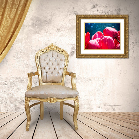 Fuchsia Tulips III Gold Ornate Wood Framed Art Print with Double Matting by Perry, Rachel