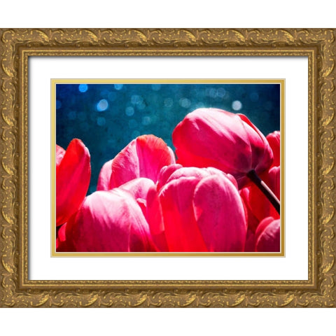 Fuchsia Tulips III Gold Ornate Wood Framed Art Print with Double Matting by Perry, Rachel