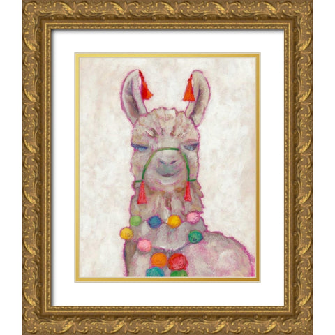 Festival Llama I Gold Ornate Wood Framed Art Print with Double Matting by Zarris, Chariklia