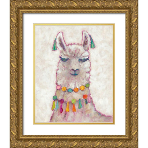 Festival Llama II Gold Ornate Wood Framed Art Print with Double Matting by Zarris, Chariklia