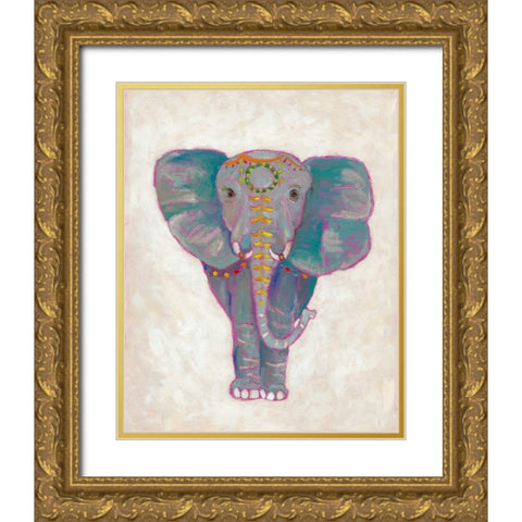 Festival Elephant I Gold Ornate Wood Framed Art Print with Double Matting by Zarris, Chariklia