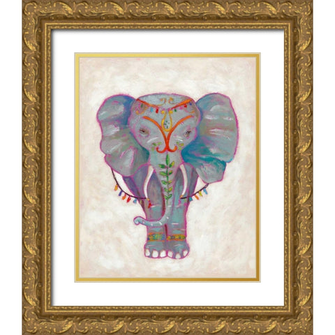 Festival Elephant II Gold Ornate Wood Framed Art Print with Double Matting by Zarris, Chariklia