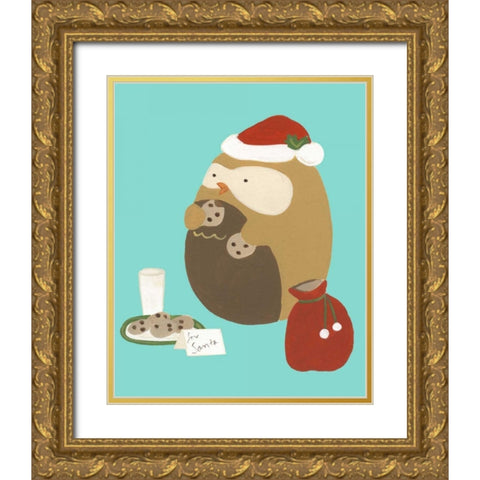 Happy Owlidays IX Gold Ornate Wood Framed Art Print with Double Matting by Vess, June Erica