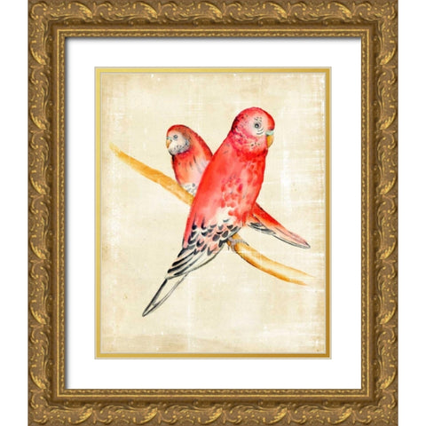 Fanciful Birds I Gold Ornate Wood Framed Art Print with Double Matting by Zarris, Chariklia