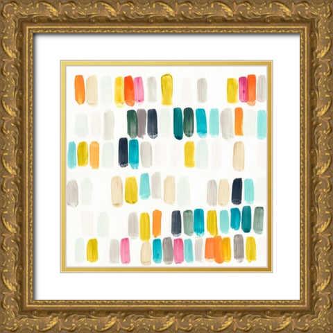 Bright Swatches I Gold Ornate Wood Framed Art Print with Double Matting by Vess, June Erica